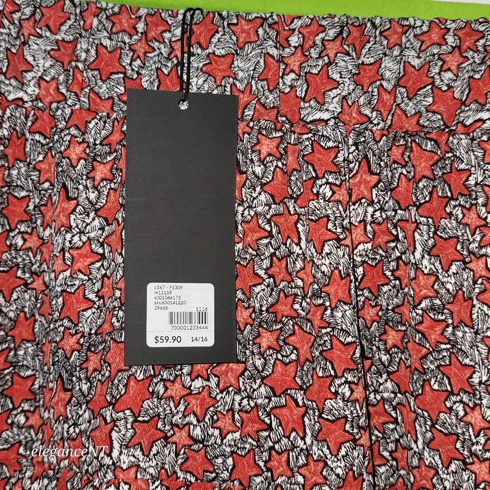 Lane Bryant 2 Layer Ruffle Starry Red/Black/White Lined Skirt Sz: 14/16 NWT